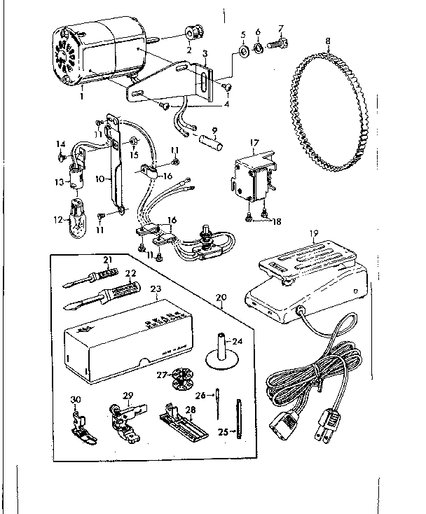 Motor and attachment parts