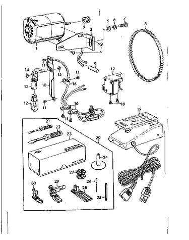 Motor and attachment parts