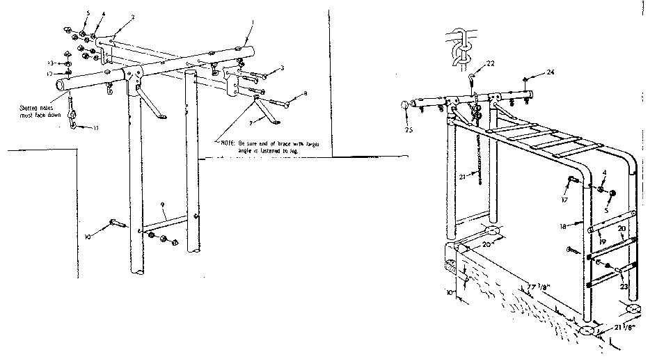 Leg and top bar assembly and climber