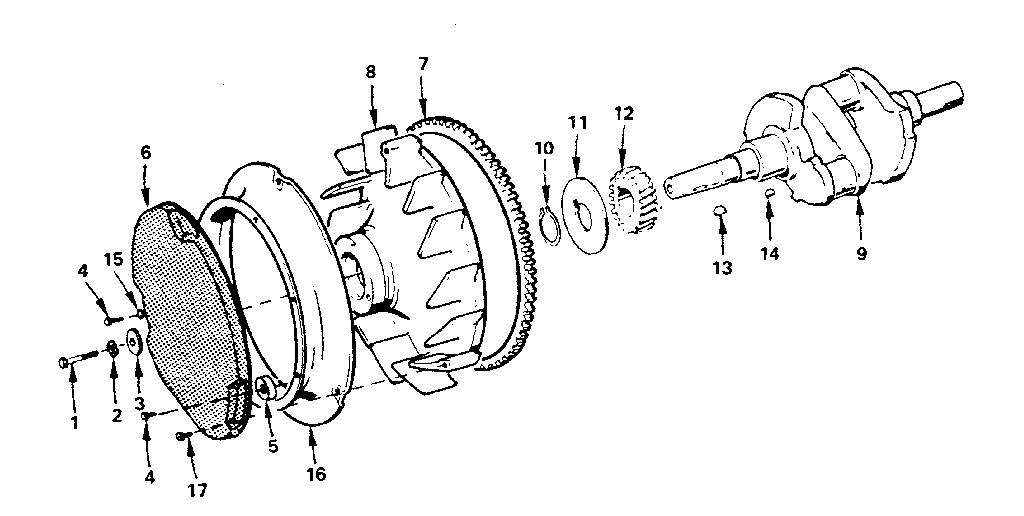 Crankshaft and flywheel