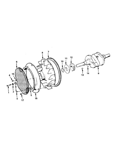 Crankshaft and flywheel