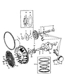 Crankshaft, flywheel, camshaft and piston group