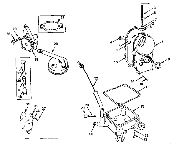 GEAR COVER, OIL BASE AND OIL PUMP GROUP