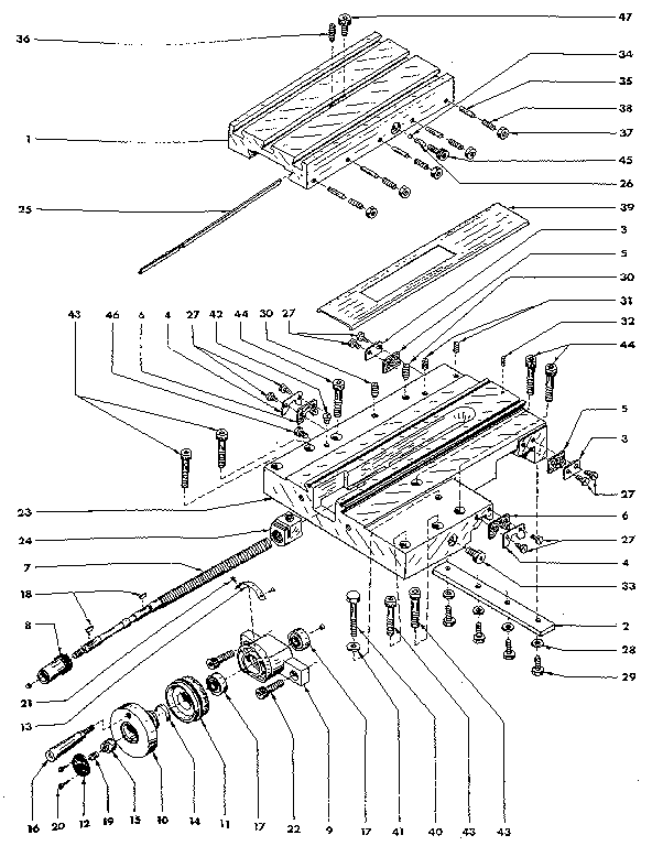 Cross slide table assembly