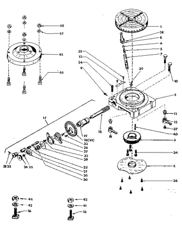 Table, backplate, and worm shaft assembly