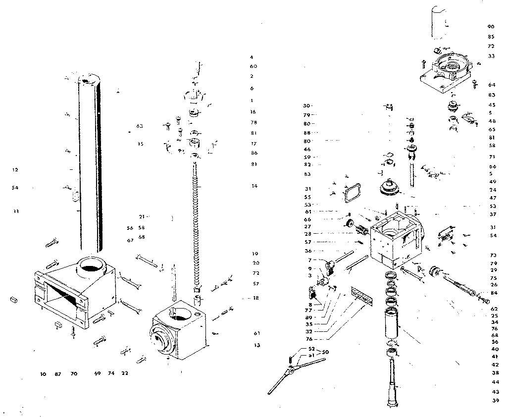 Vertical column and spindle assembly