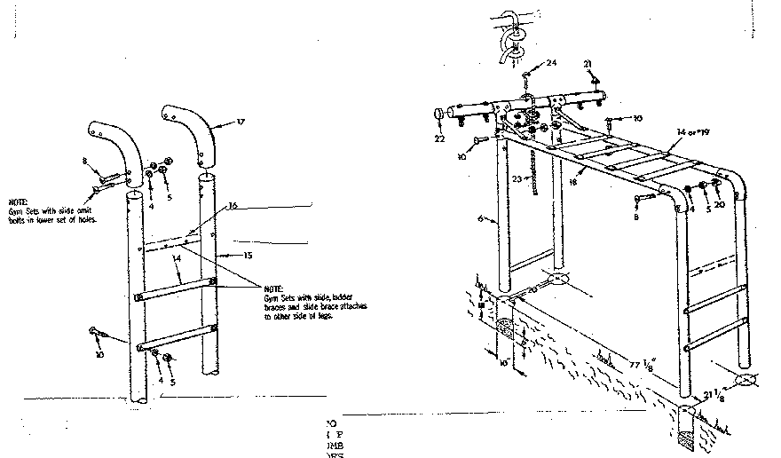 TOP BAR ASSEMBLY NO. 17, OVERHEAD RAIL ASSEMBLY NO. 14