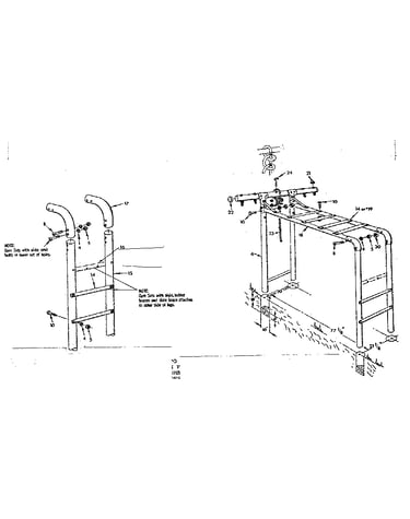 Top bar assembly no. 17, overhead rail assembly no. 14