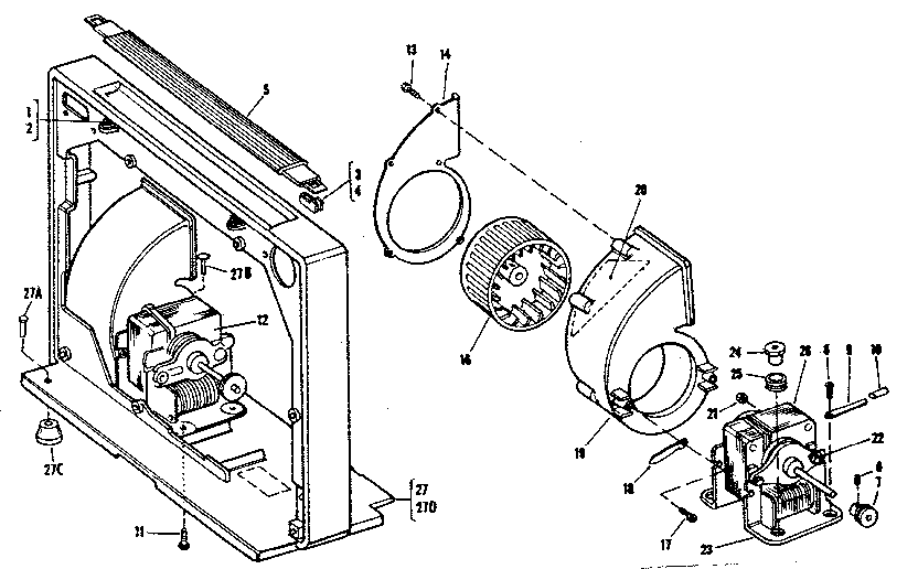 Main frame and blower assembly