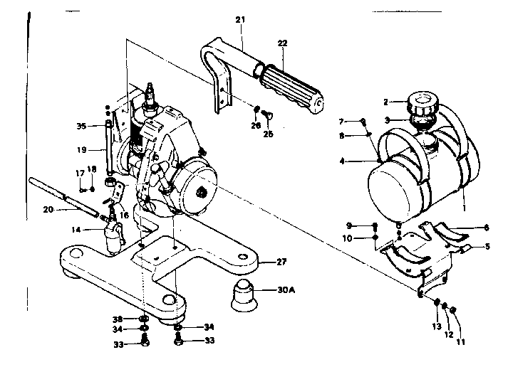 Tank, handle & base