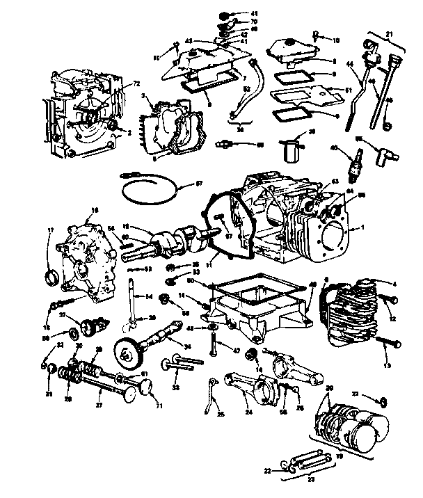 Cylinder, crankshaft and engine base group