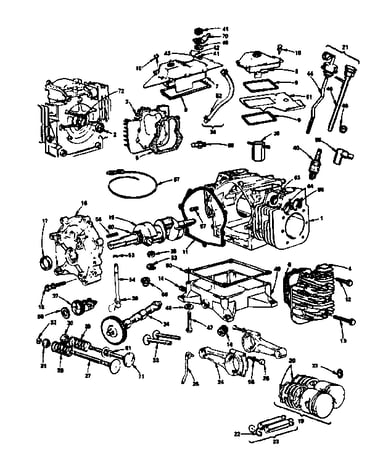 Cylinder, crankshaft and engine base group
