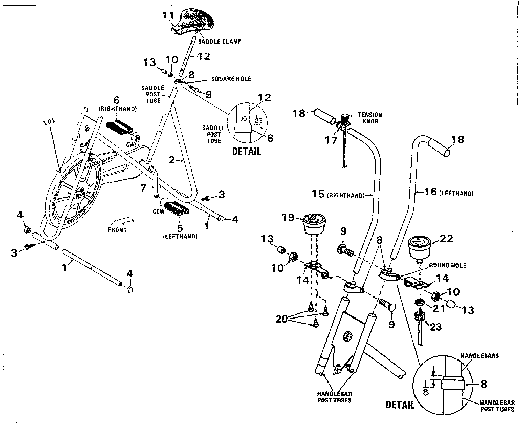 HANDLEBAR AND SEAT POST ASSEMBLY