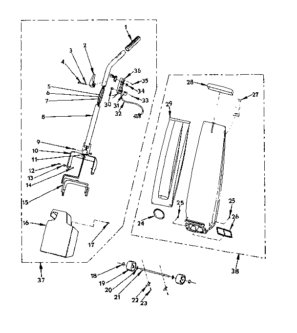 Handle and bag housing