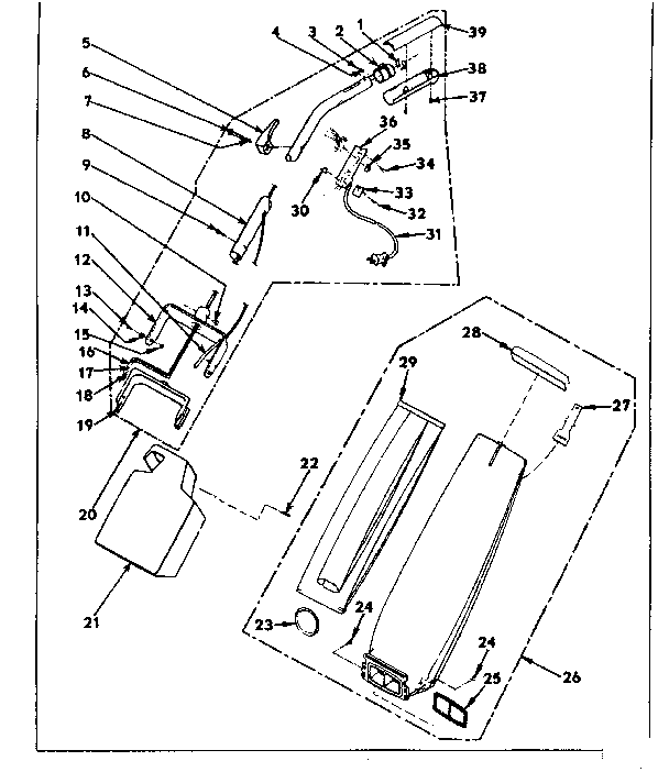 Handle and bag housing
