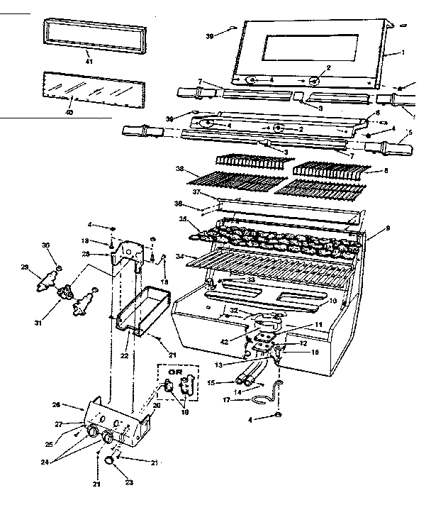 Grill and burner section