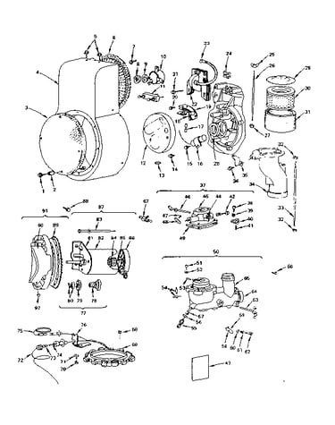 Starter, flywheel & carburetor group