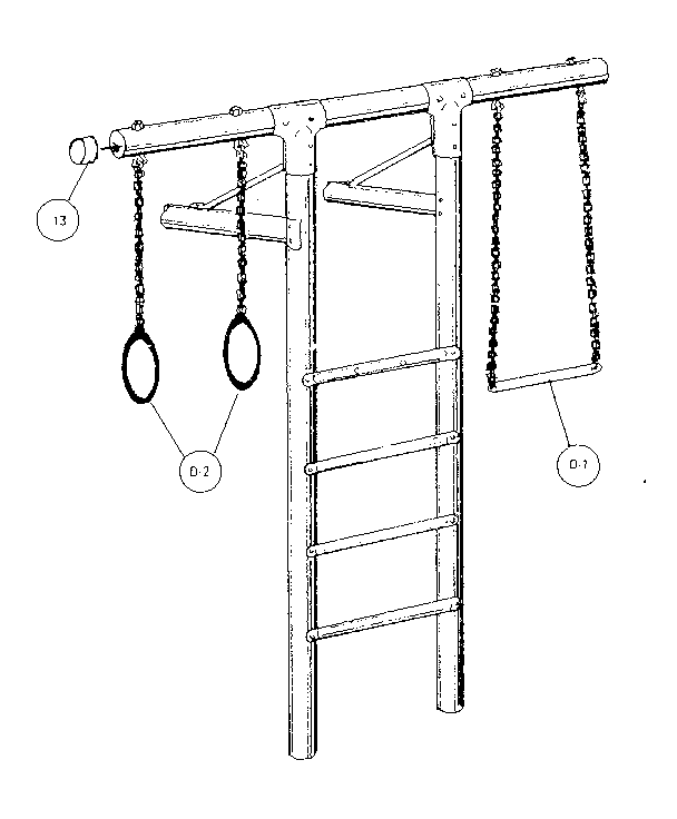 Trapeze and gym ring assembly