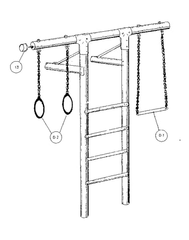 Trapeze and gym ring assembly