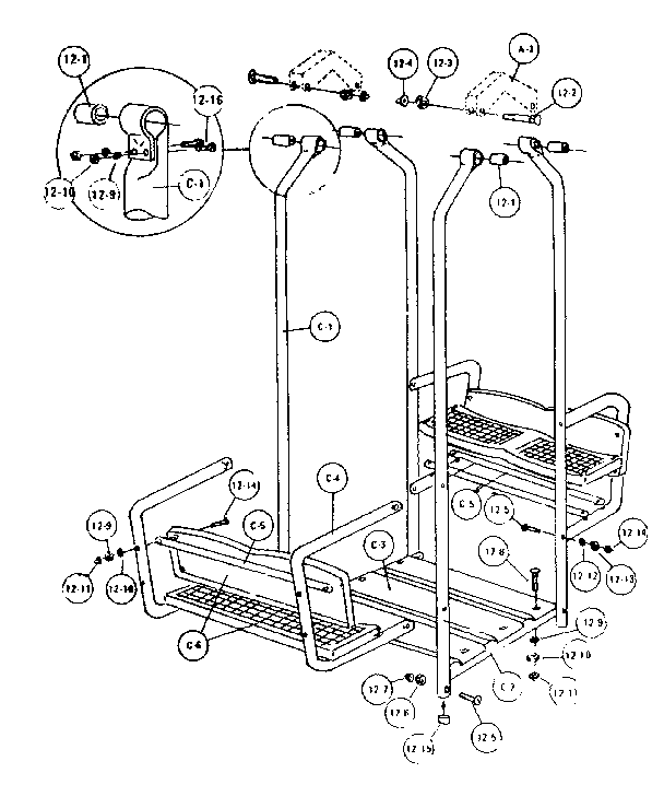 C-lawn swing hardware assembly