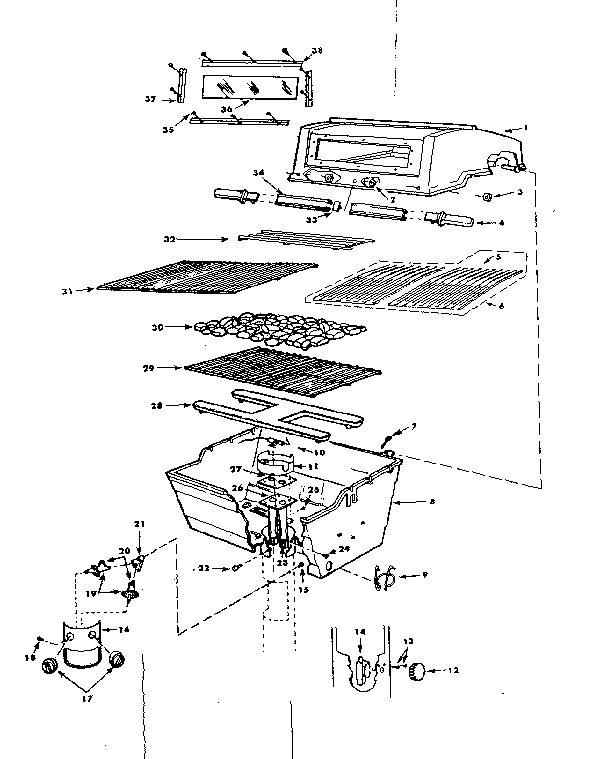 Grill and burner section