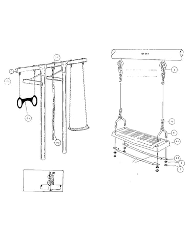 Swing, rope, & trapeze assemblies