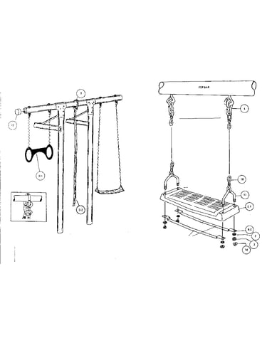 Swing, rope, and gym ring assemblies
