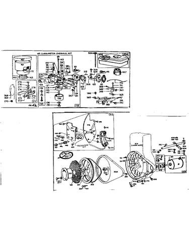 Flywheel assembly and carburetor overhaul kit