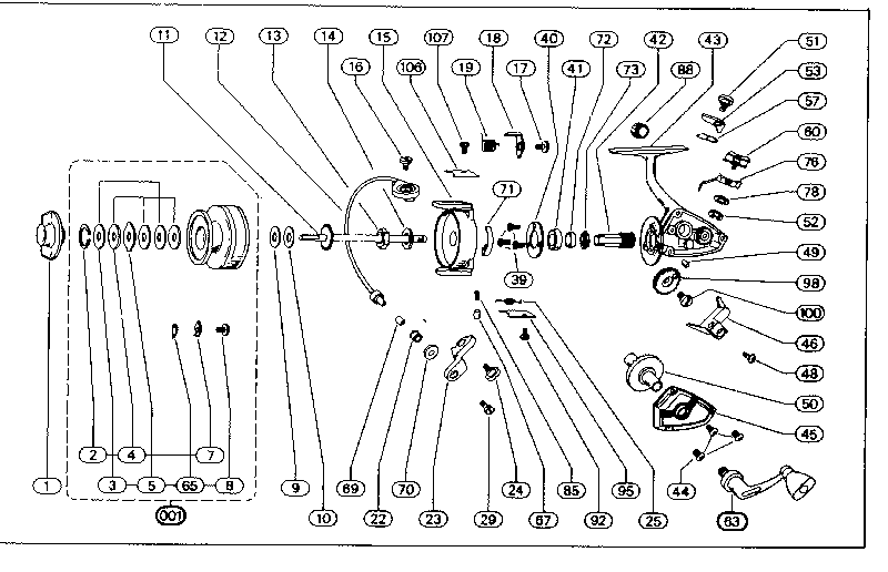 SP44 SPINNING REEL ASSEMBLY