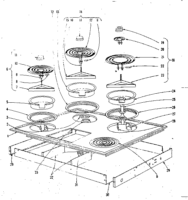 Cook top section