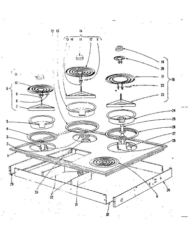 Cook top section