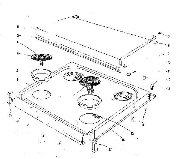 Cook top section