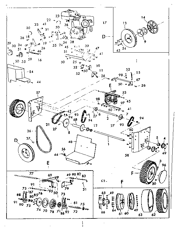 Engine and wheel assembly