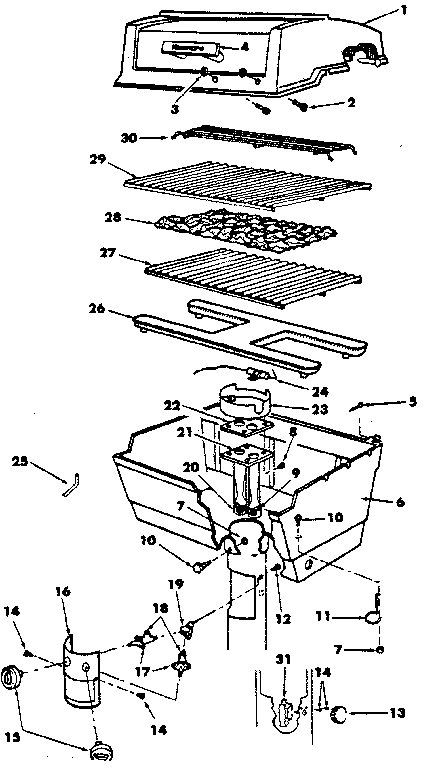 Grill and burner section