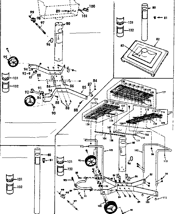 POST, PATIO BASE, STANDARD CART & DELUXE CART