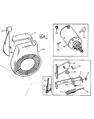 Throttle control, starter motor and housing group