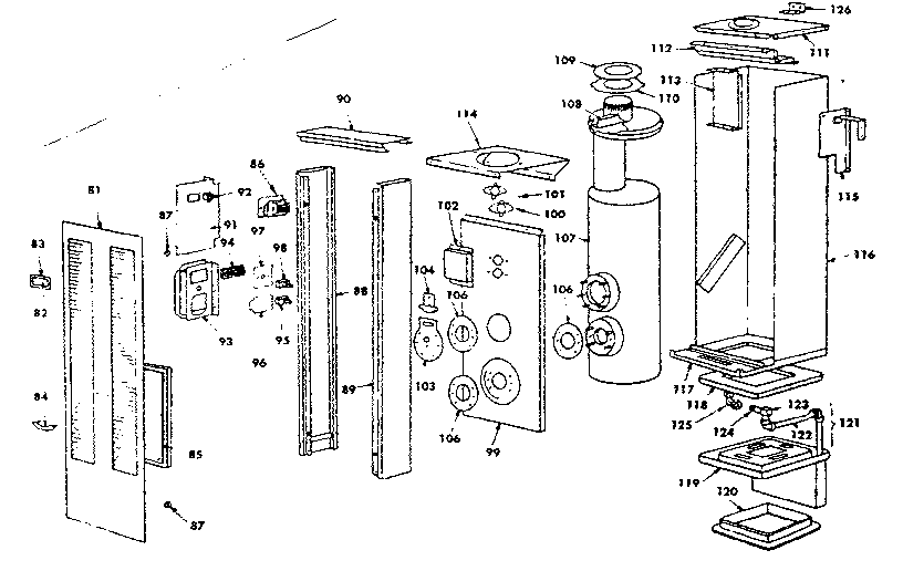 Cabinet and combustion drum