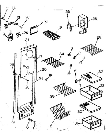 Shelving, supports and air handling parts