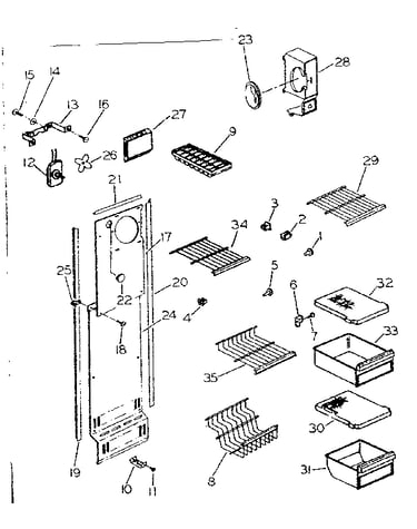 Shelving, supports and air handling parts