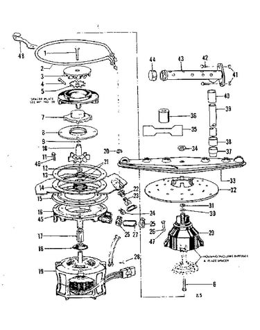 Motor, heater, and spray arm