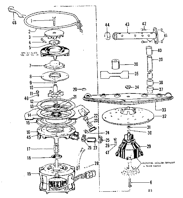 Motor, heater & spray arm