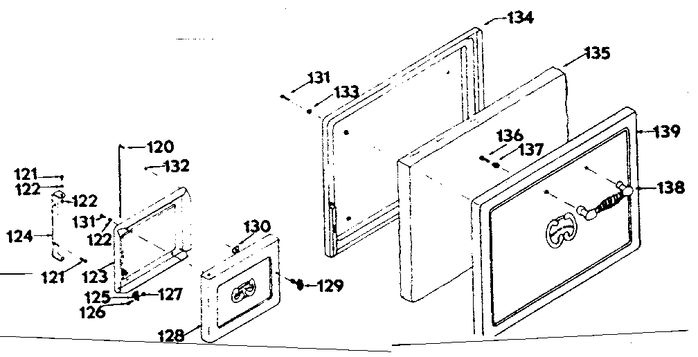 Compartment and oven door assembly