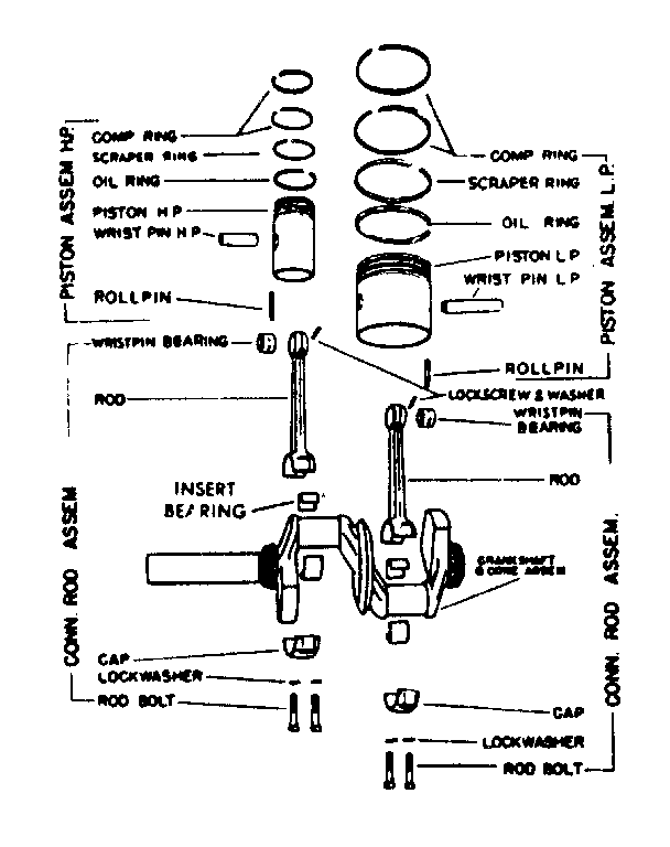 Piston and connector rod assembly