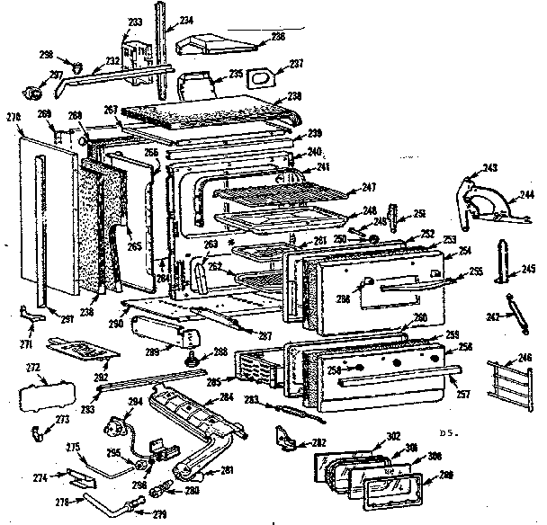 Lower oven and burner section