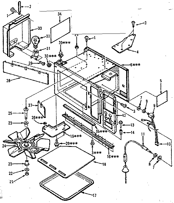 Microwave oven module cabinet parts