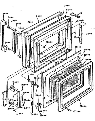 Microwave door parts