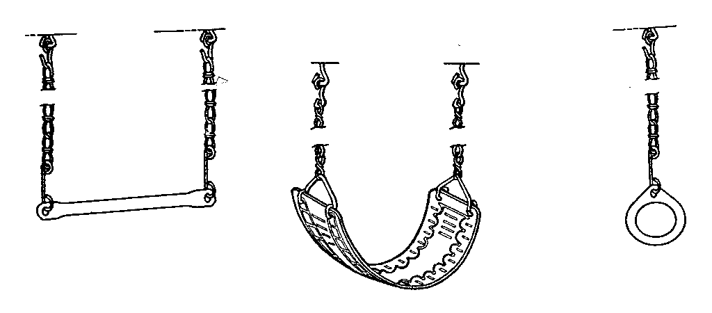 Trapeze bar, swing, & gym ring assemblies