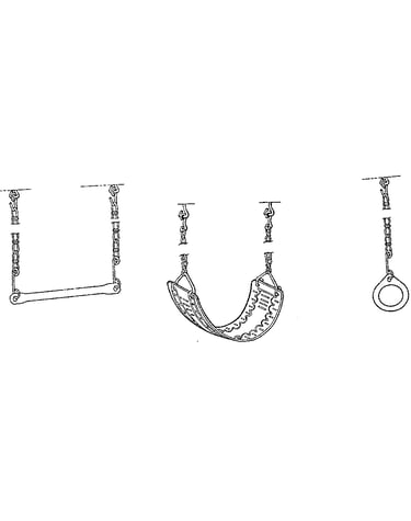 Trapeze bar, swing, & gym bar assemblies