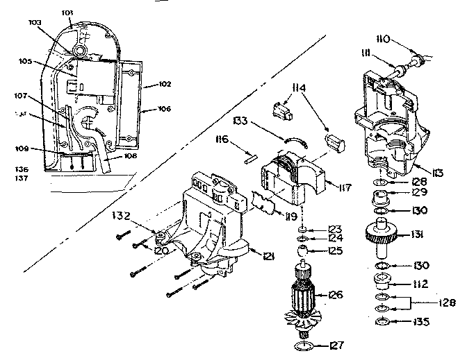 Motor & switch assembly no. 501693-1