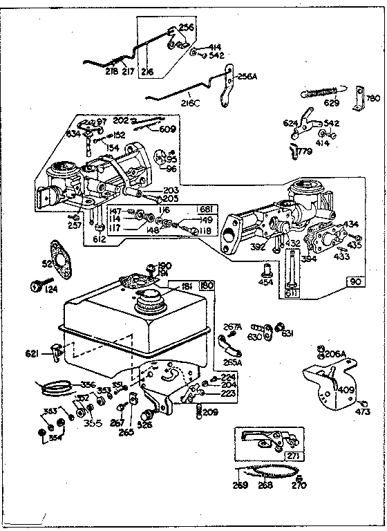 Fuel tank and carburetor assembly